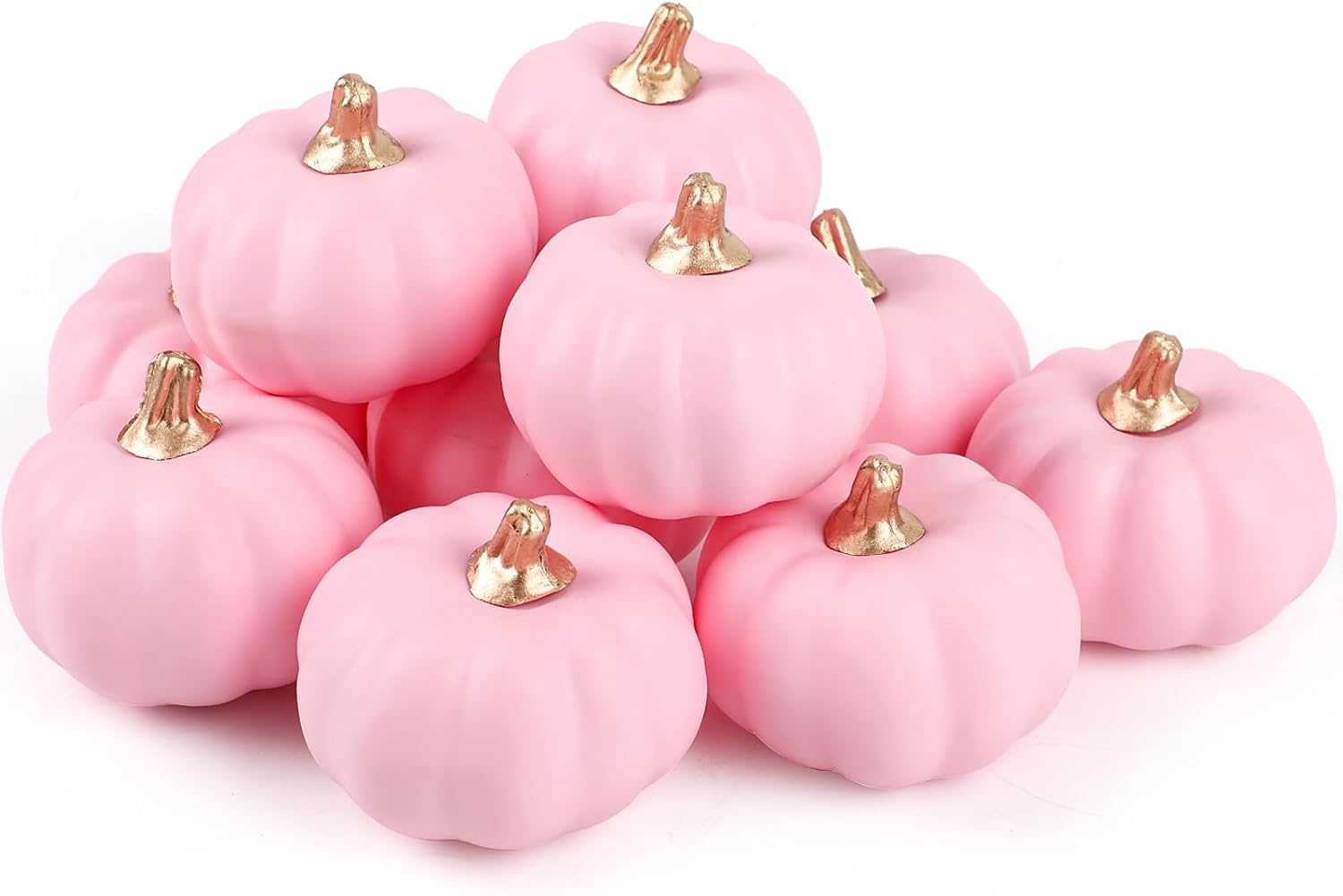 FOIMAS 12pcs Pink Artificial Pumpkins Fall Decor