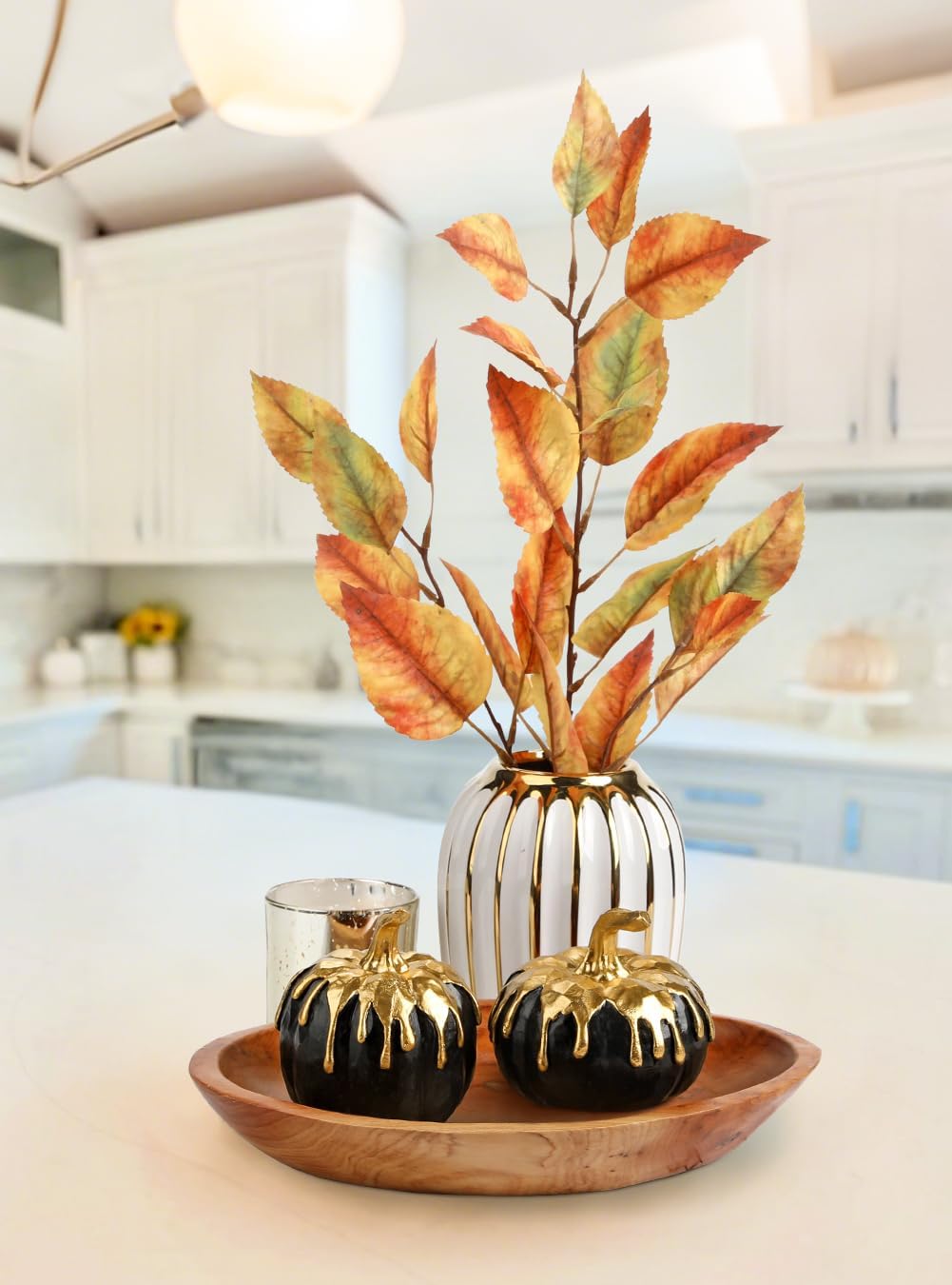Hollyone 2 pcs Black Gold Resin Pumpkin Decor