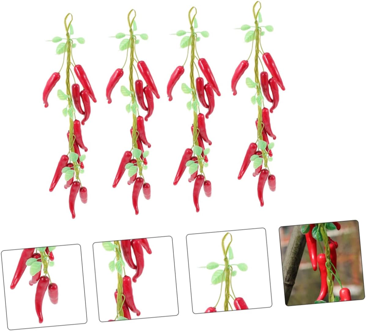 4pcs Hanging Fake Pepper Decorations for Home Kitchen Party