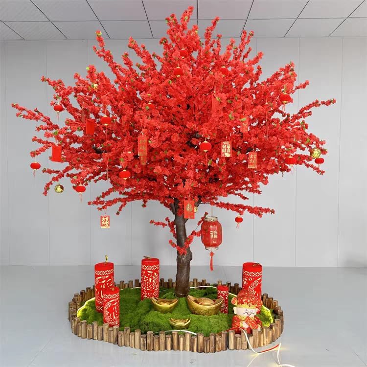 Faux Peach Blossom Tree Artificial Realistic Fake Tree