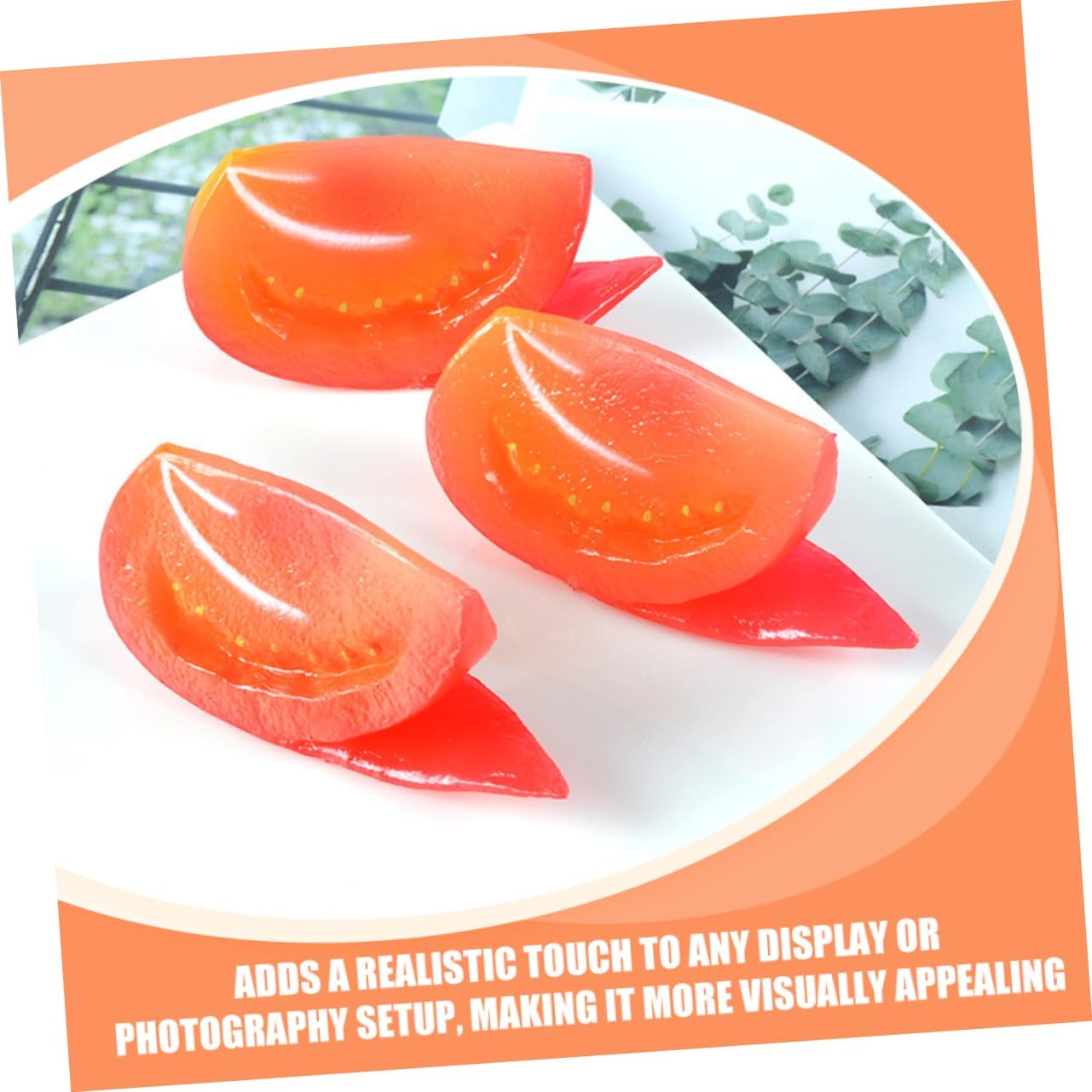 4pcs Lifelike Fake Tomato Slice Models for Home Decor