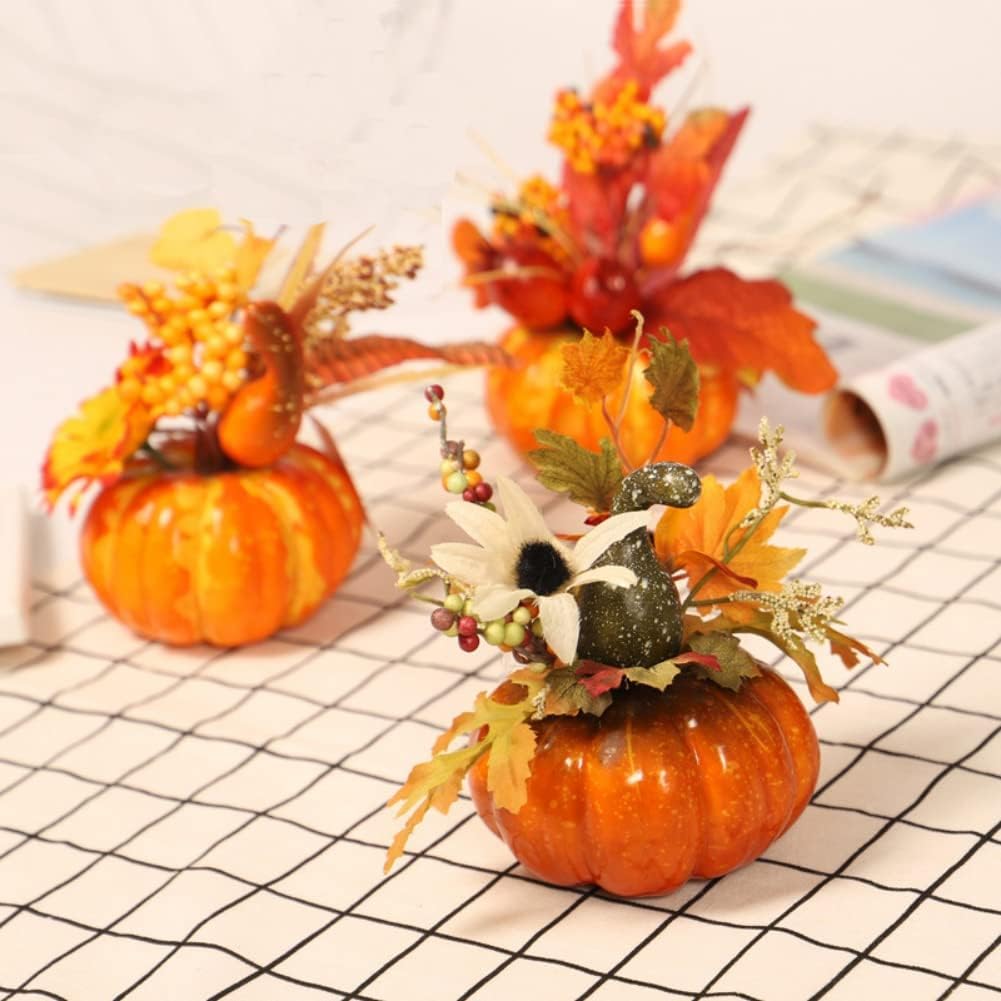 Ochine Artificial Mini Pumpkins Fall Wreath Decorations