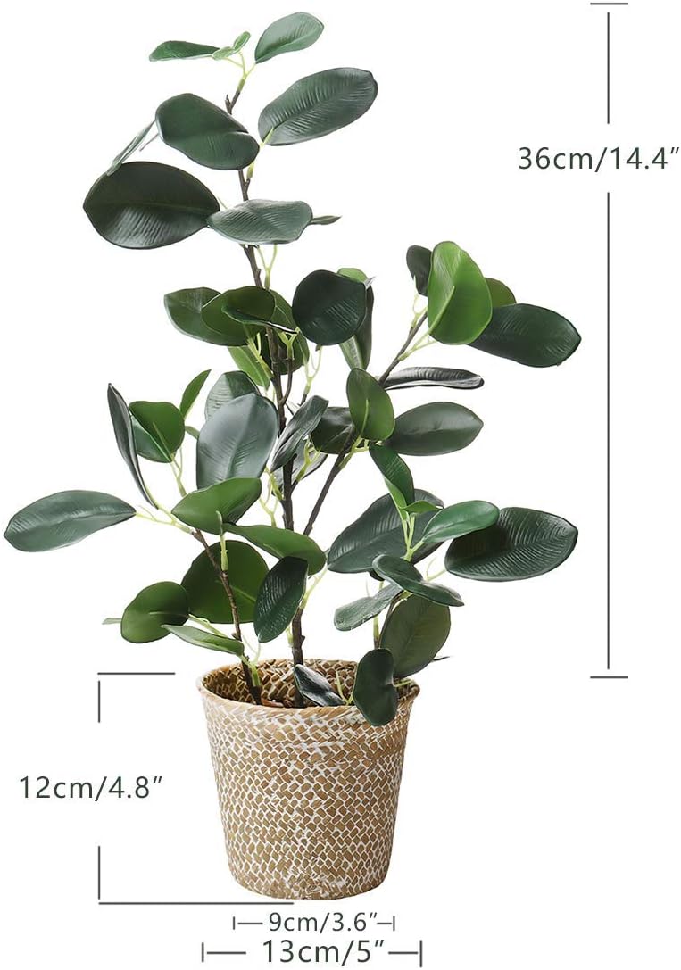 SAROSORA Artificial Ficus Tree with Weaved Pot 20 Inch Green