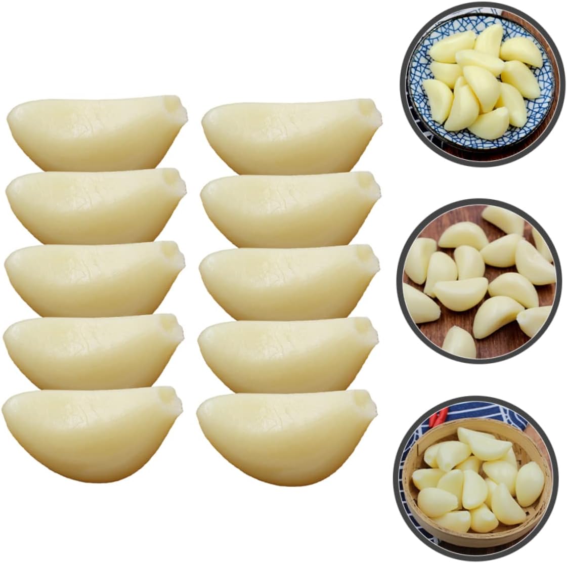 10pcs Realistic Simulated Garlic Cloves PVC Decorative Props