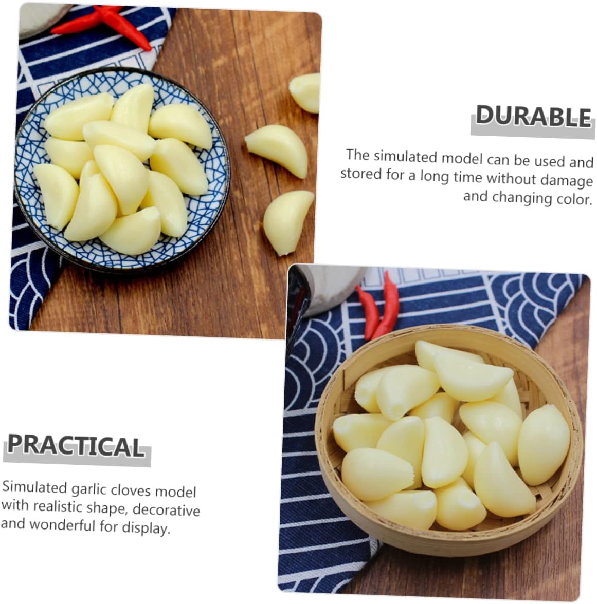 10pcs Realistic Simulated Garlic Cloves PVC Decorative Props