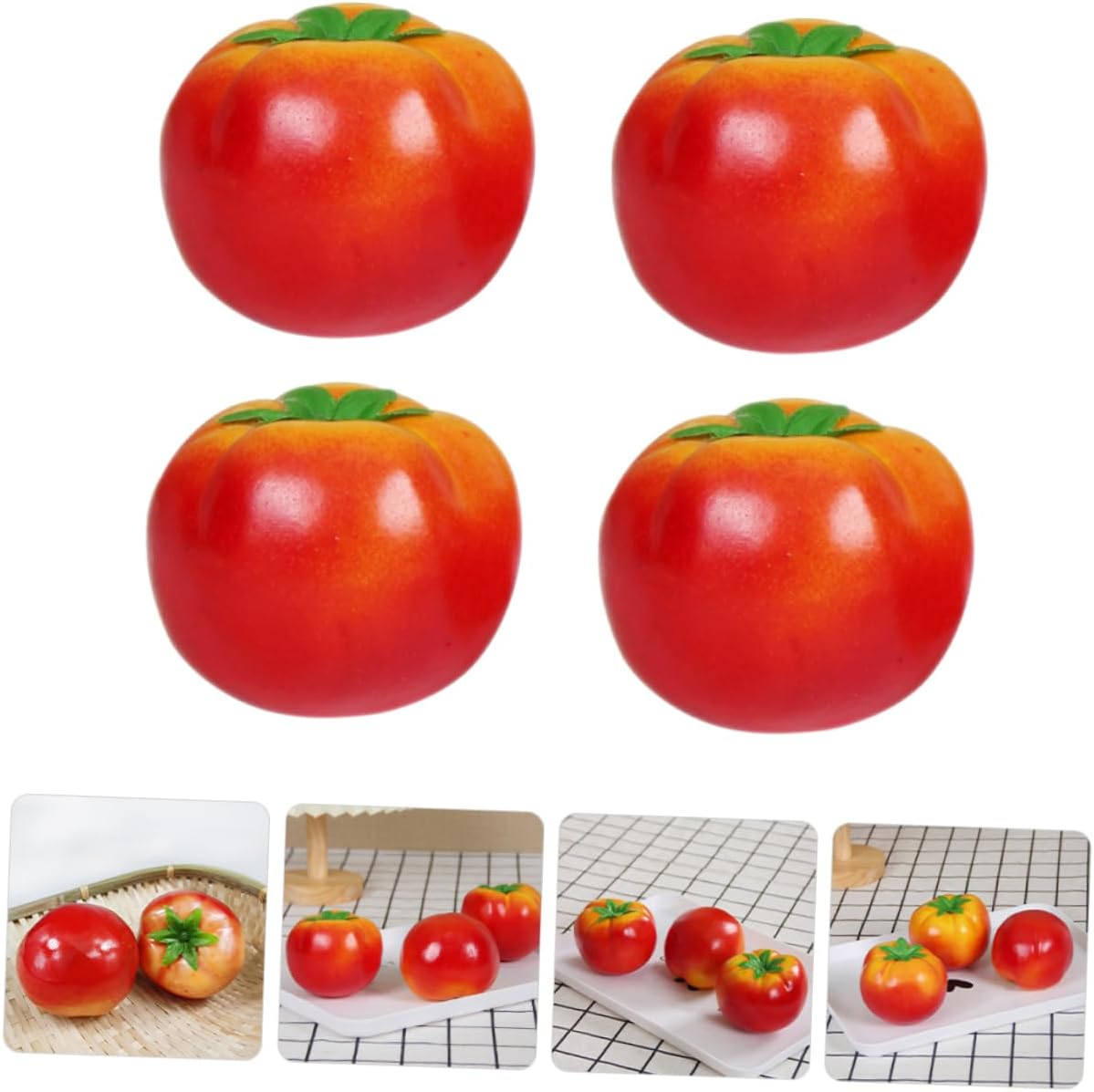 Zerodeko Realistic Foam Tomato Decor Models 4pcs