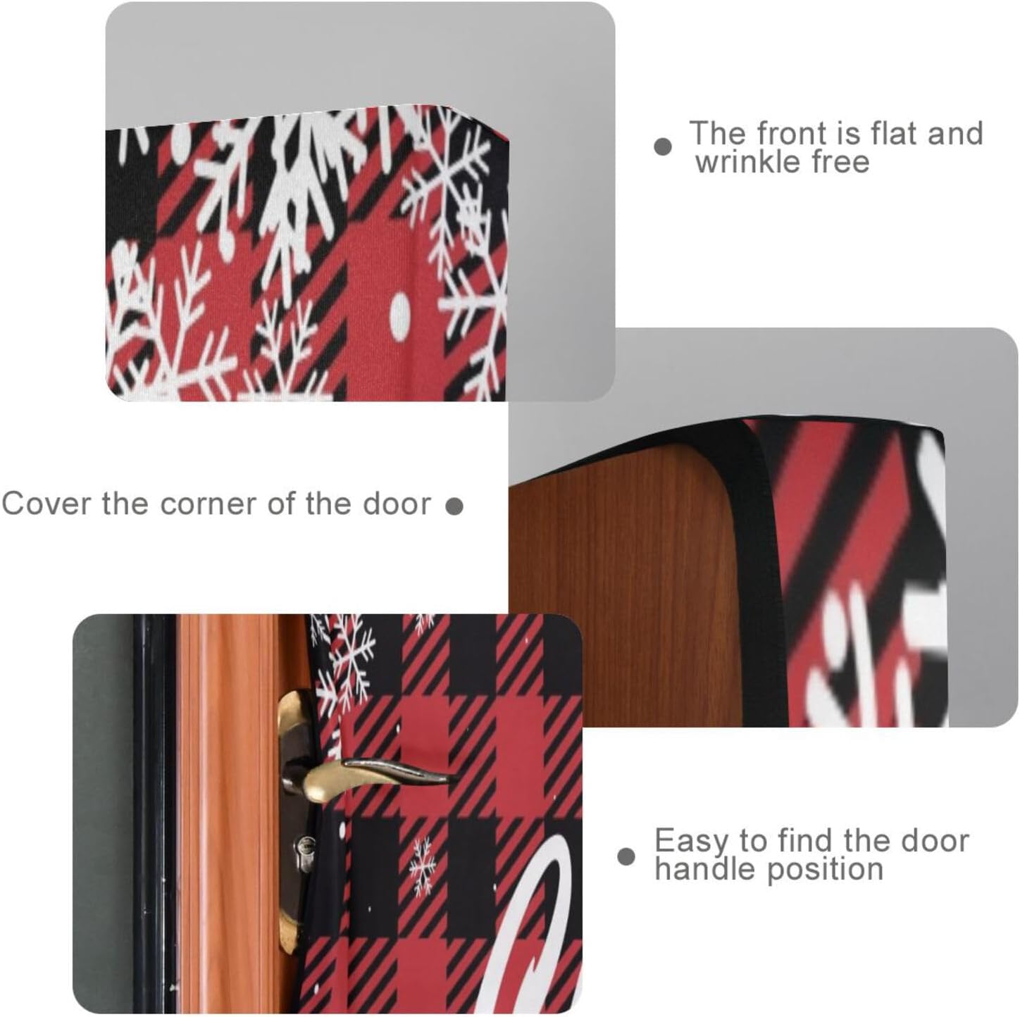 Susiyo Christmas Snowflakes Buffalo Plaid Door Cover 32x79 in