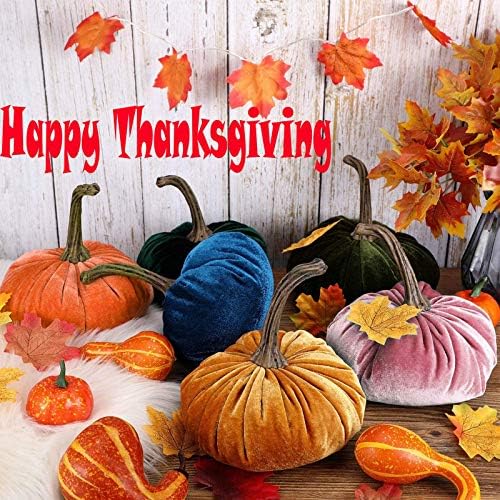 Velvet Pumpkins Fall Decor Set Green