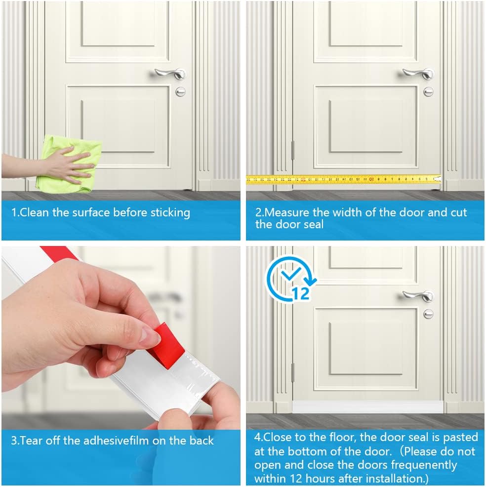 Ainiv Door Draft Stopper Under Door Seal Anti-Collision White