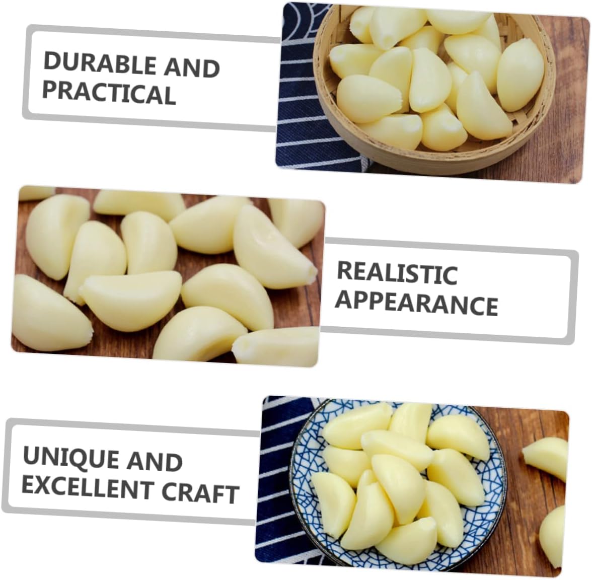 10pcs Realistic Simulated Garlic Cloves PVC Decorative Props