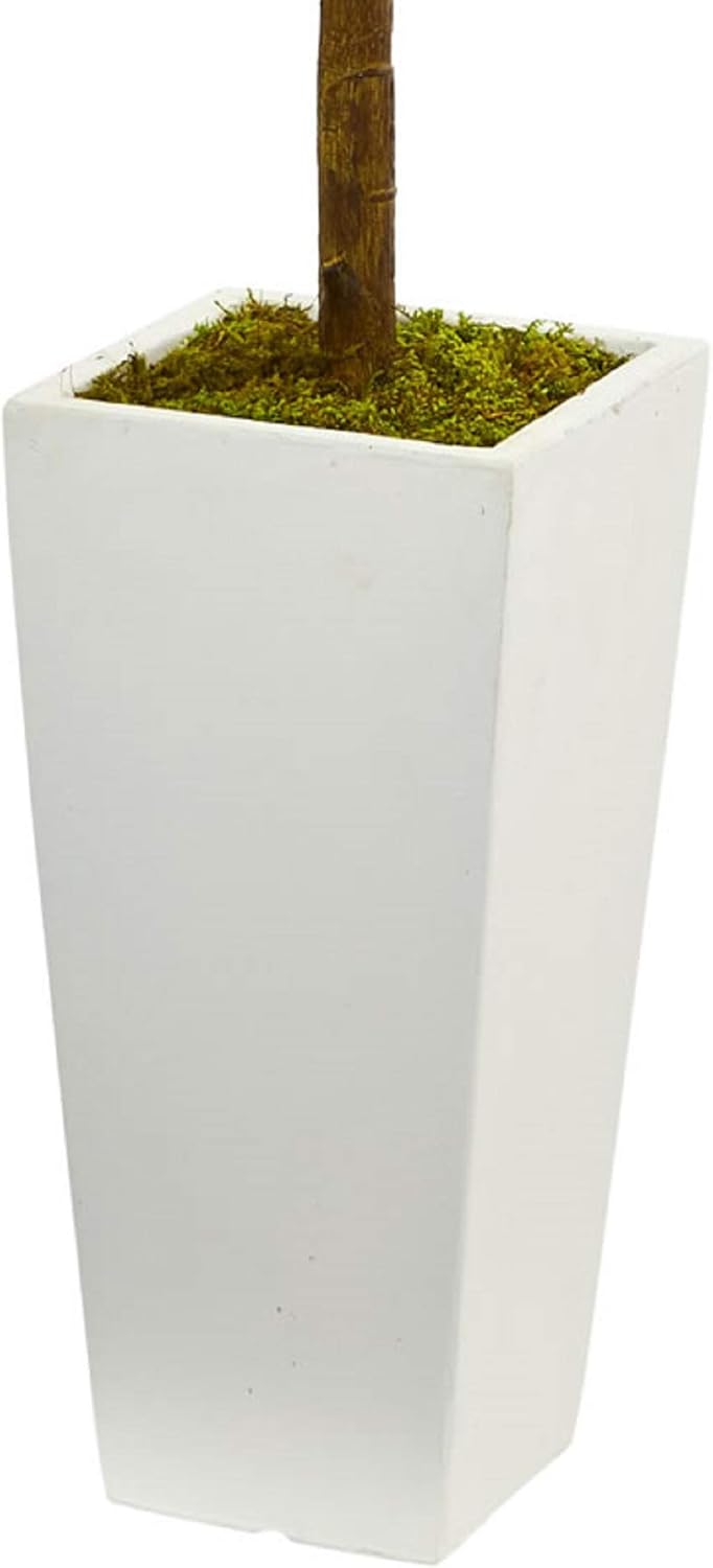 Nearly Natural 4ft Fiddle Leaf Artificial Tree in White Planter