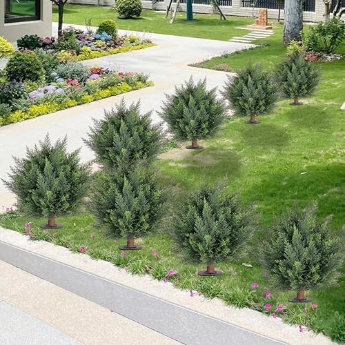 23 Inch Artificial Cypress Topiary Outdoor Plants 2 Pack