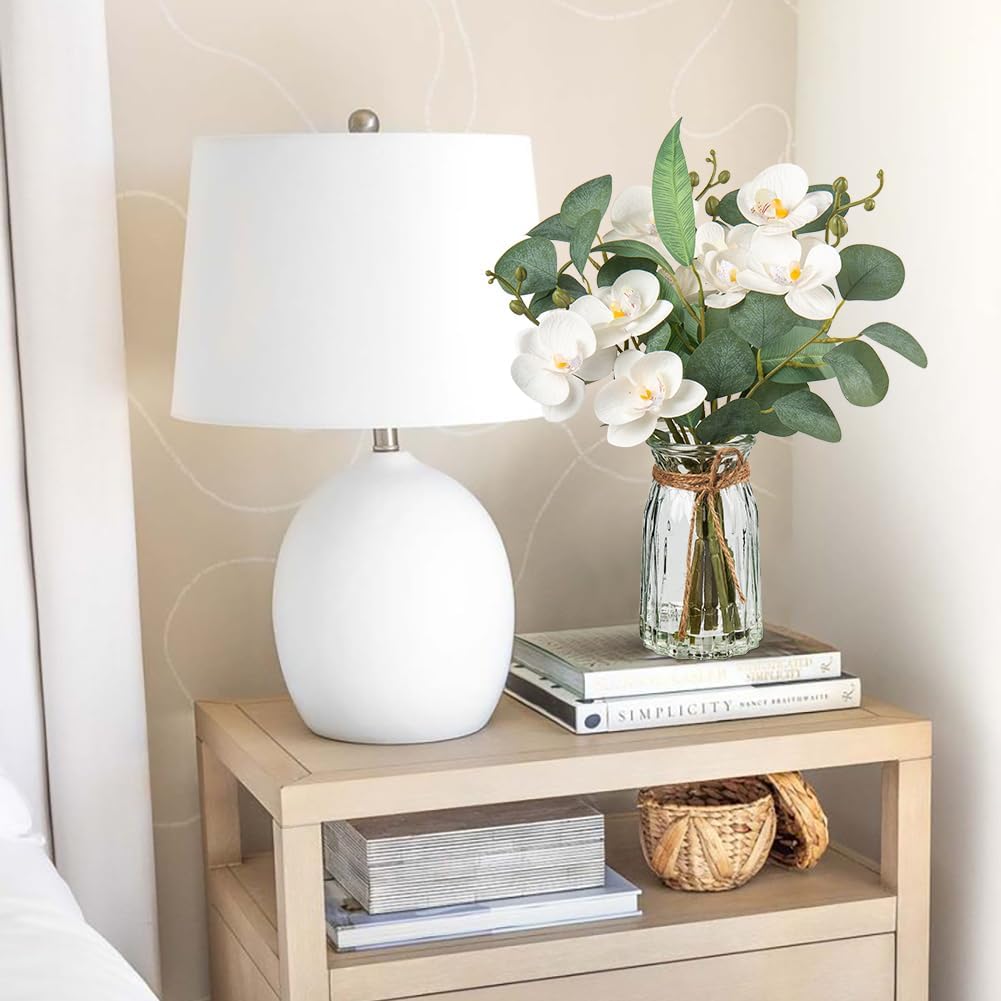 White Orchids Artificial Flowers with Vase