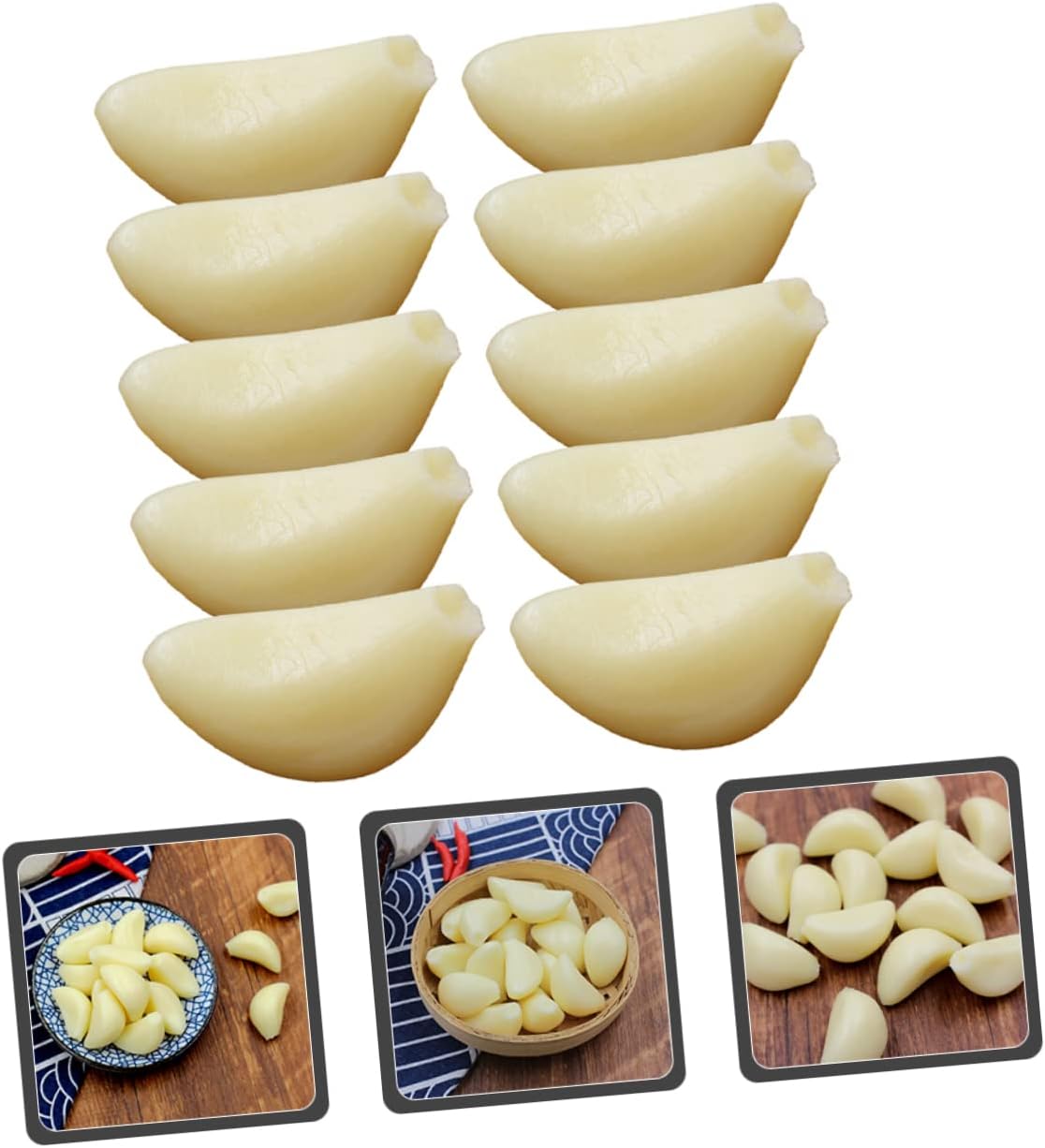 10pcs Realistic Simulated Garlic Cloves PVC Decorative Props