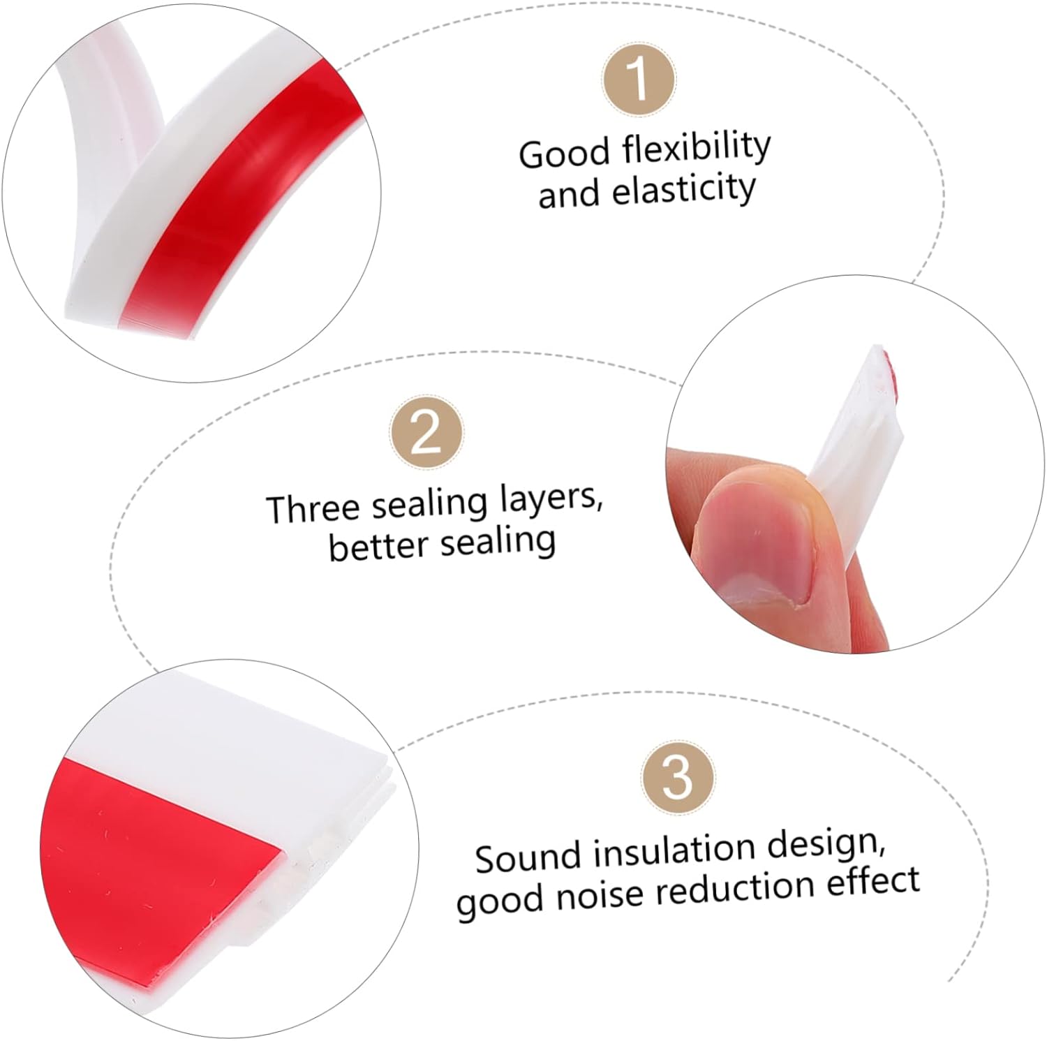 Angoily Door Seal Strip Soundproof Draft Stopper for Home Use