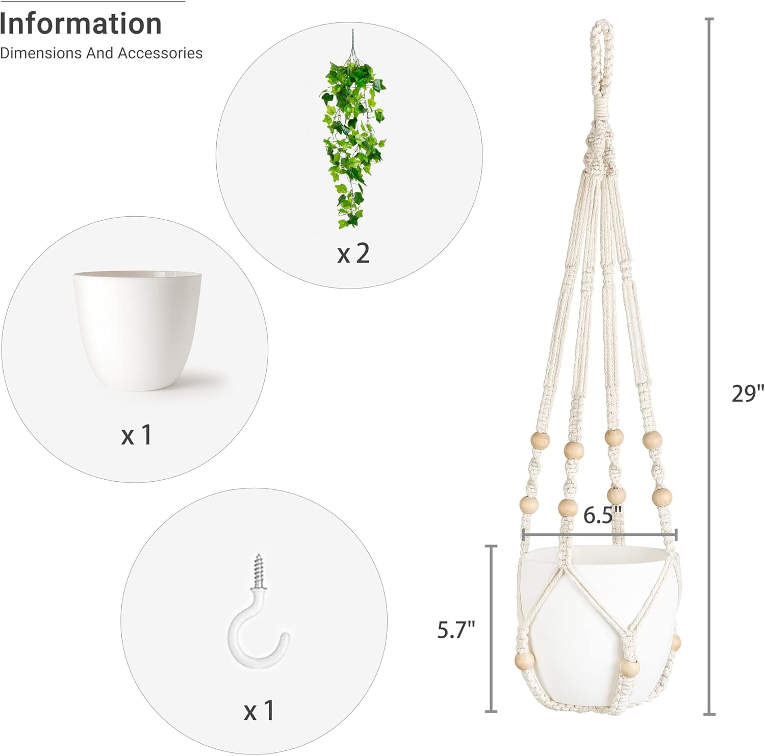Dahey Fake Hanging Plants with Artificial Vines and Macrame Hanger