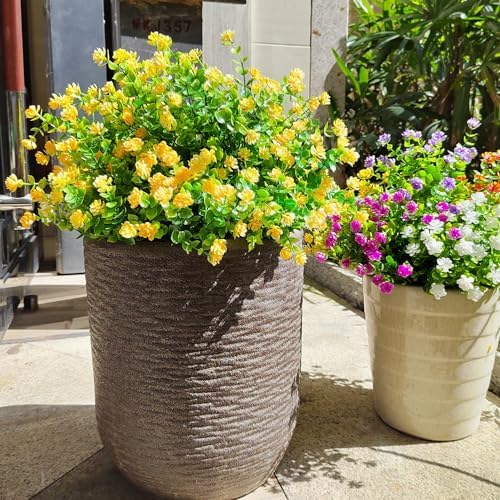 12 Bundles Artificial Flowers for Outdoor Use Yellow