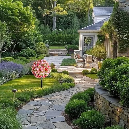 Artificial Boxwood Tulip Topiary Trees 2 Pack UV Resistant