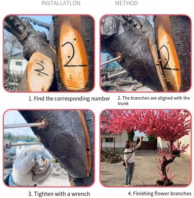 QIUPAI Artificial Peach Blossom Tree 1mx08m