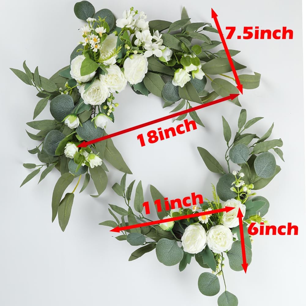 HW Artificial Wedding Arch Flowers 2pcs Willow Leaves Peony White