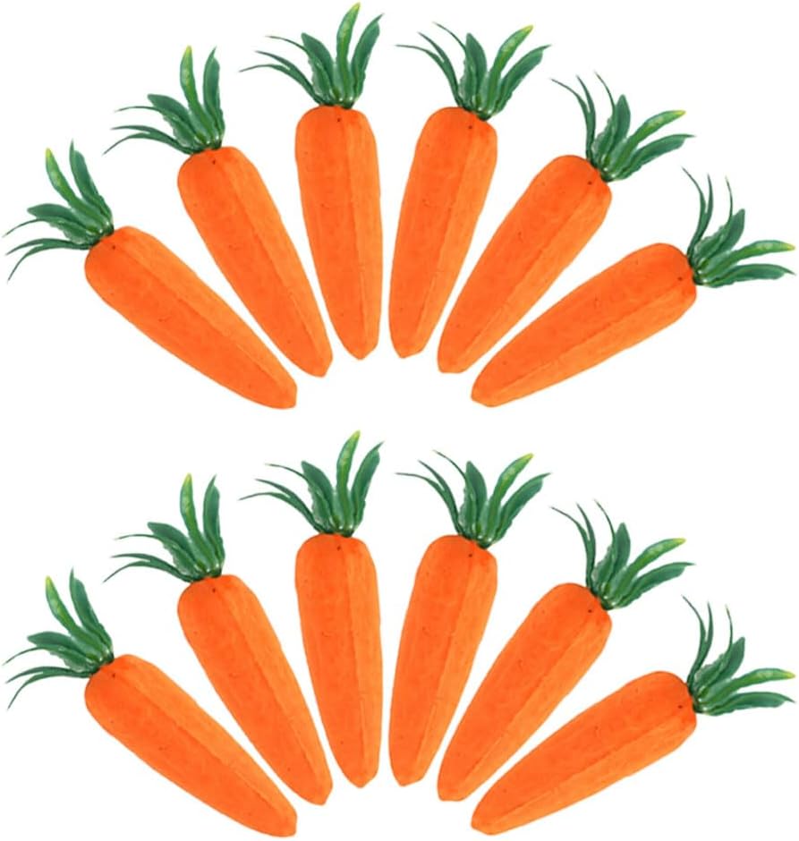 LOGOFUN 24PCS Artificial Carrots for Easter Decor DIY Crafts