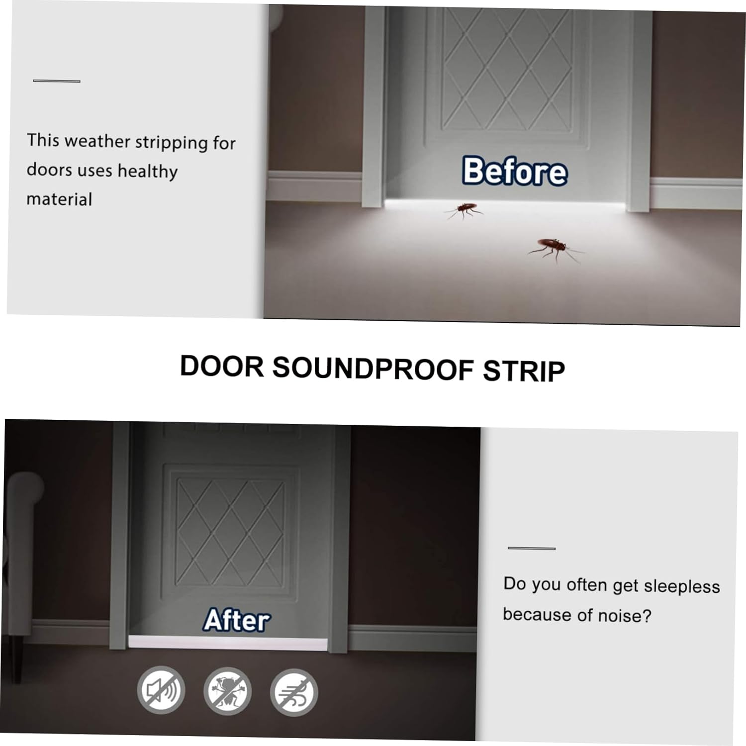 Angoily Door Seal Strip Soundproof Draft Stopper for Home Use