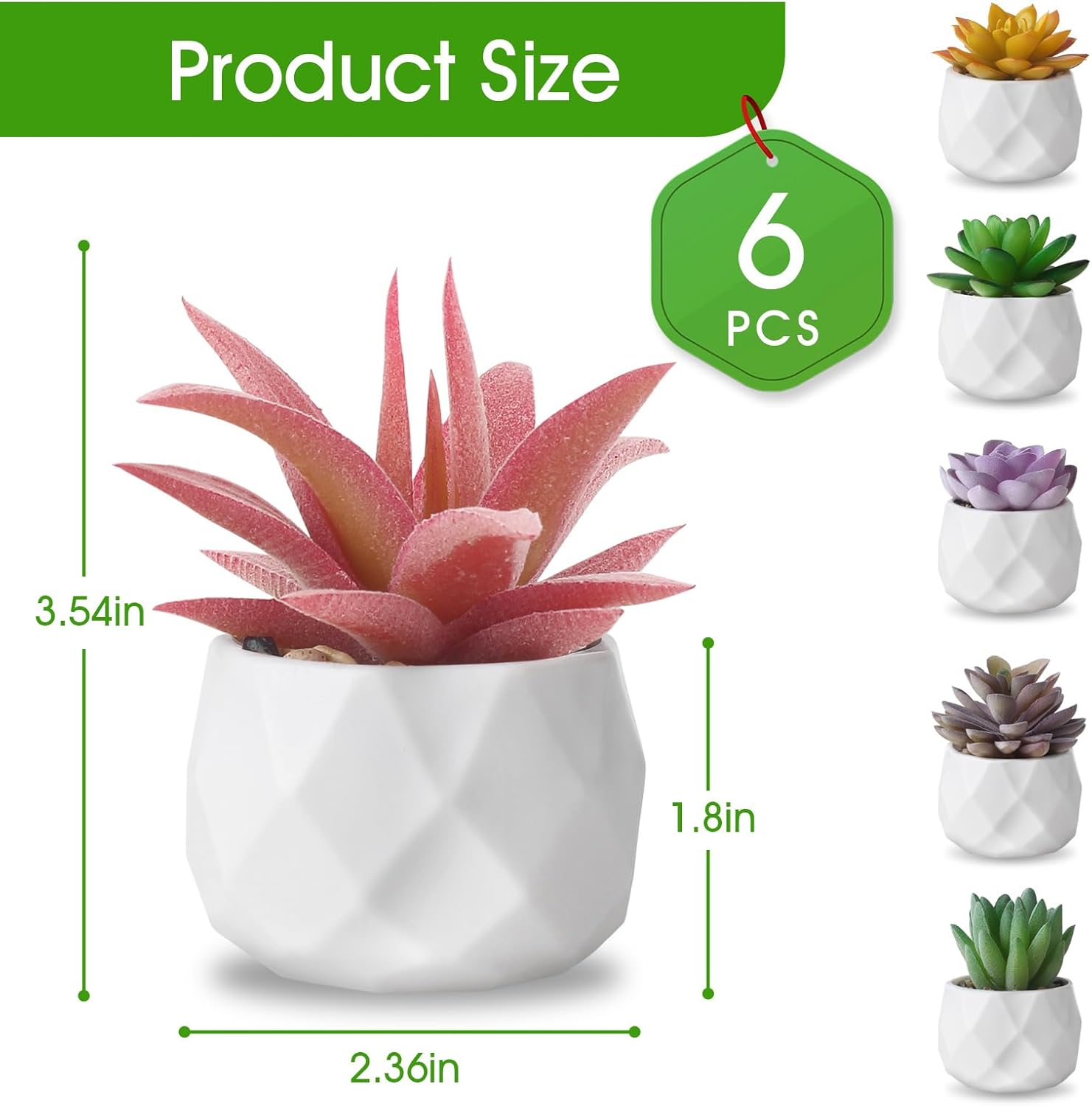 ZINHO Artificial Succulent Plant Set 6 PCS