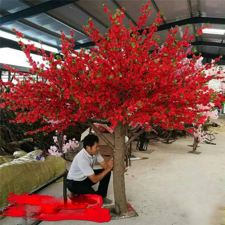 Red Simulated Peach Blossom Tree Artificial Plant 1mx08m