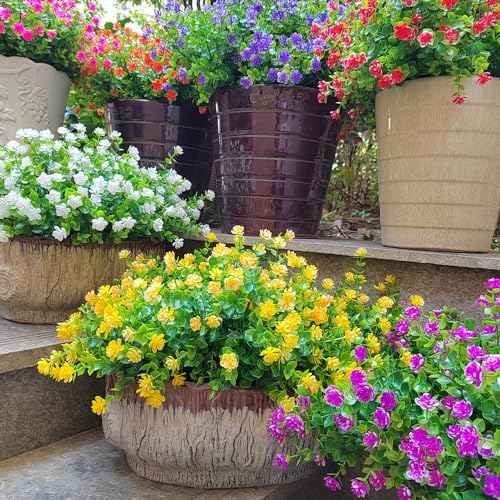 12 Bundles Artificial Flowers for Outdoor Use Yellow