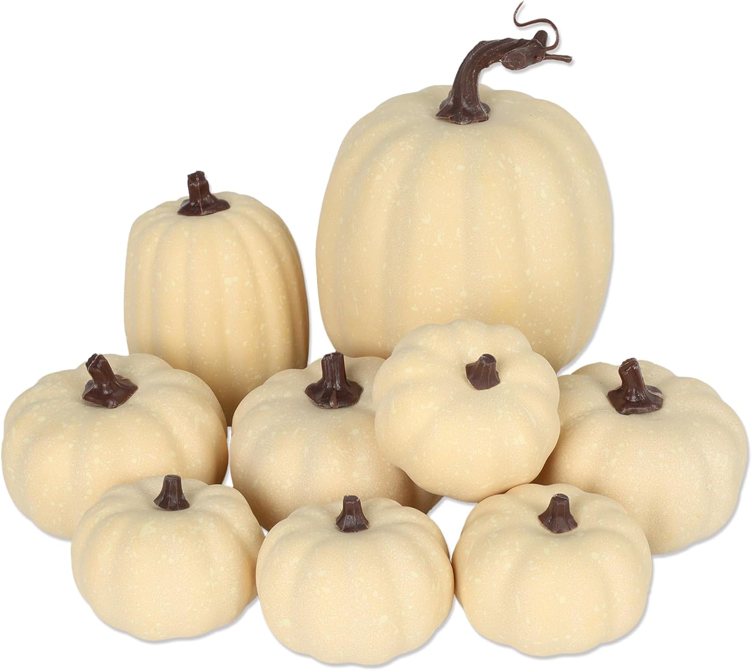 9PCS Cream Artificial Pumpkin Decor Set for Fall