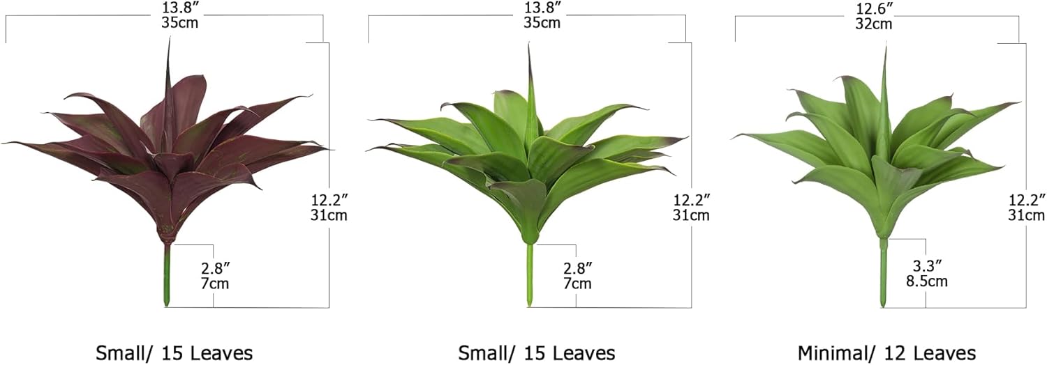 Fake Plants Artificial Agave Plants 138 Inch Purple 2 Pack