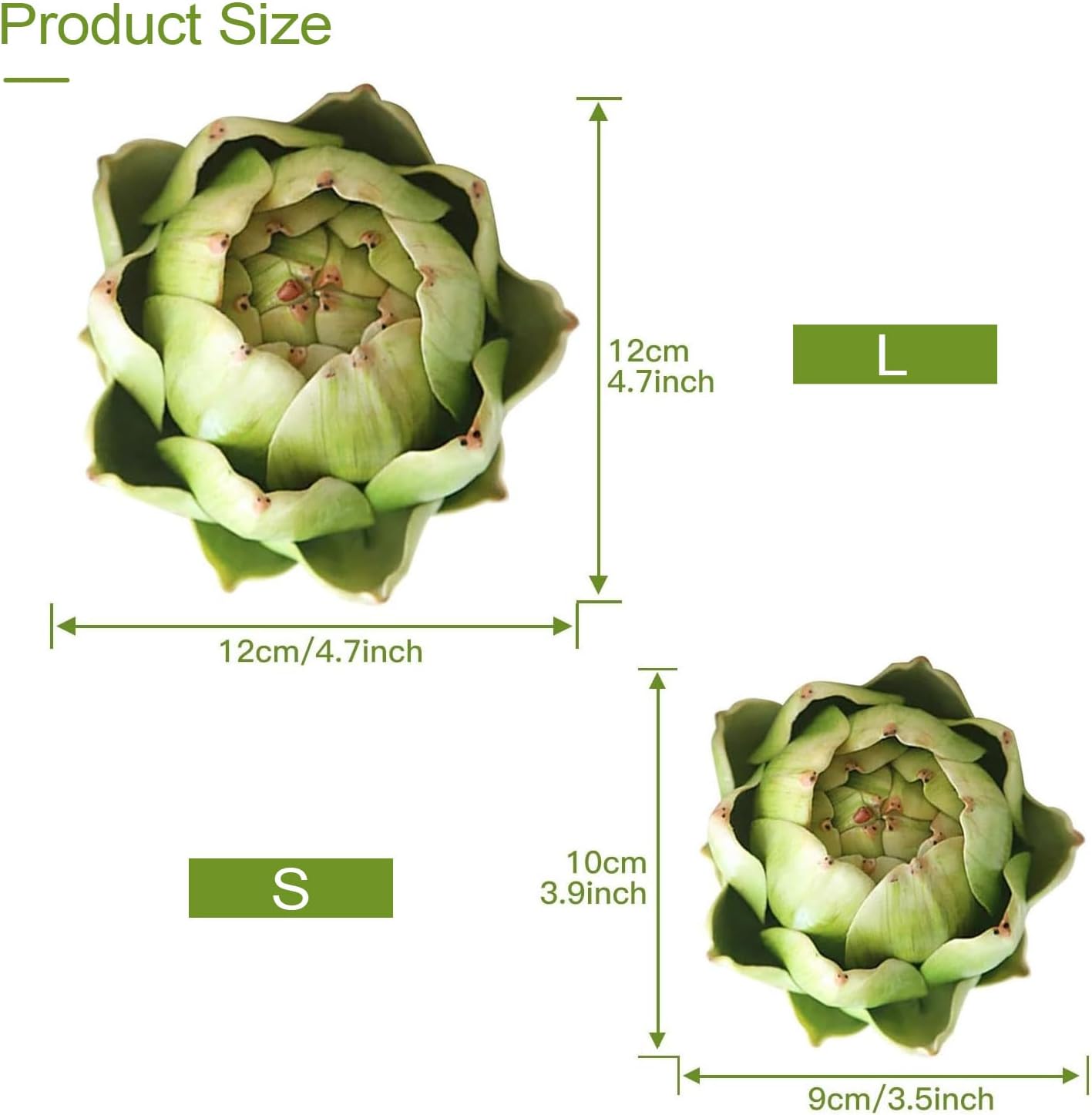 Fake Artificial Artichoke Green Large Set of 3