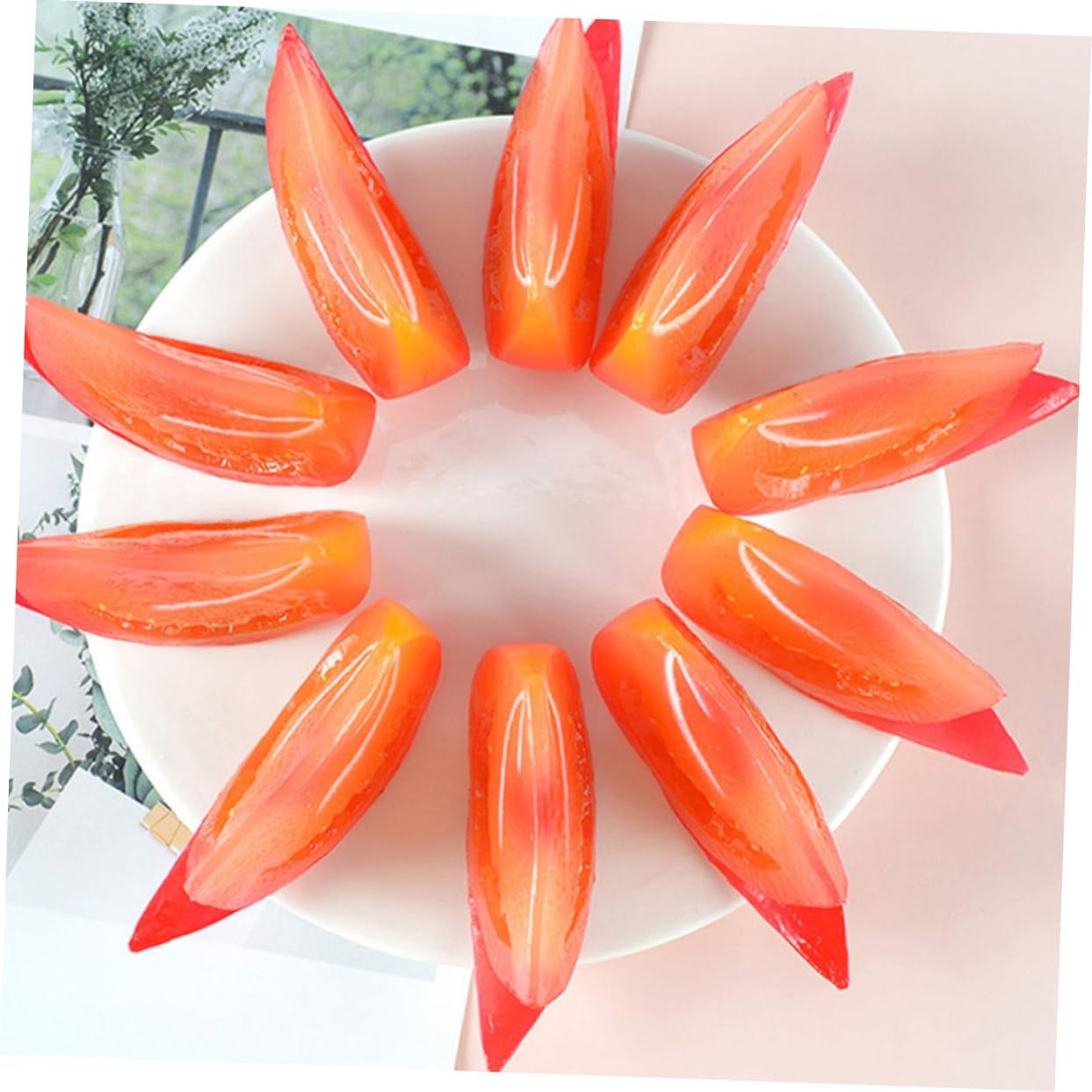 4pcs Lifelike Fake Tomato Slice Models for Home Decor