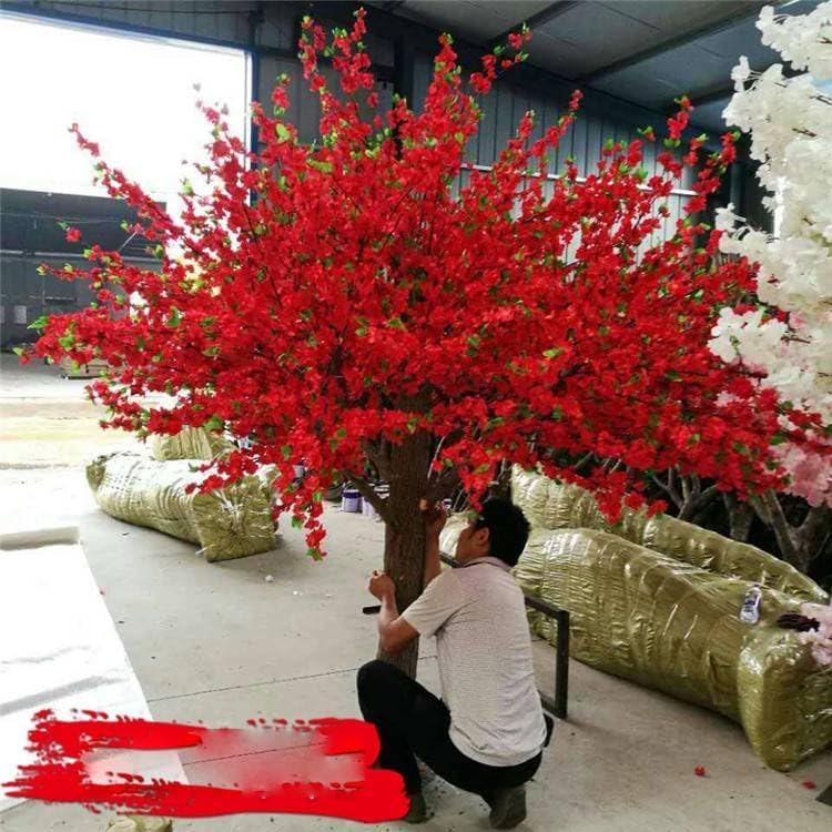 Red Simulated Peach Blossom Tree Artificial Plant 1mx08m