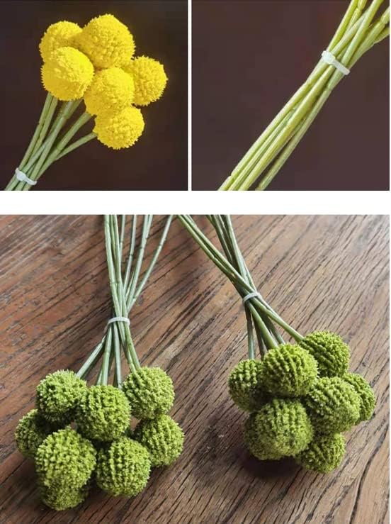 Rikyo 18 Stems Artificial Billy Balls Flower Bouquet 10 Inch Green