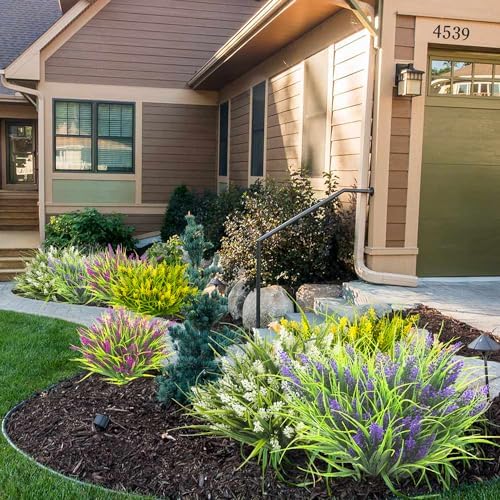 20 Bundles Artificial Plants Outdoor Fake Monkey Grass with Flowers White