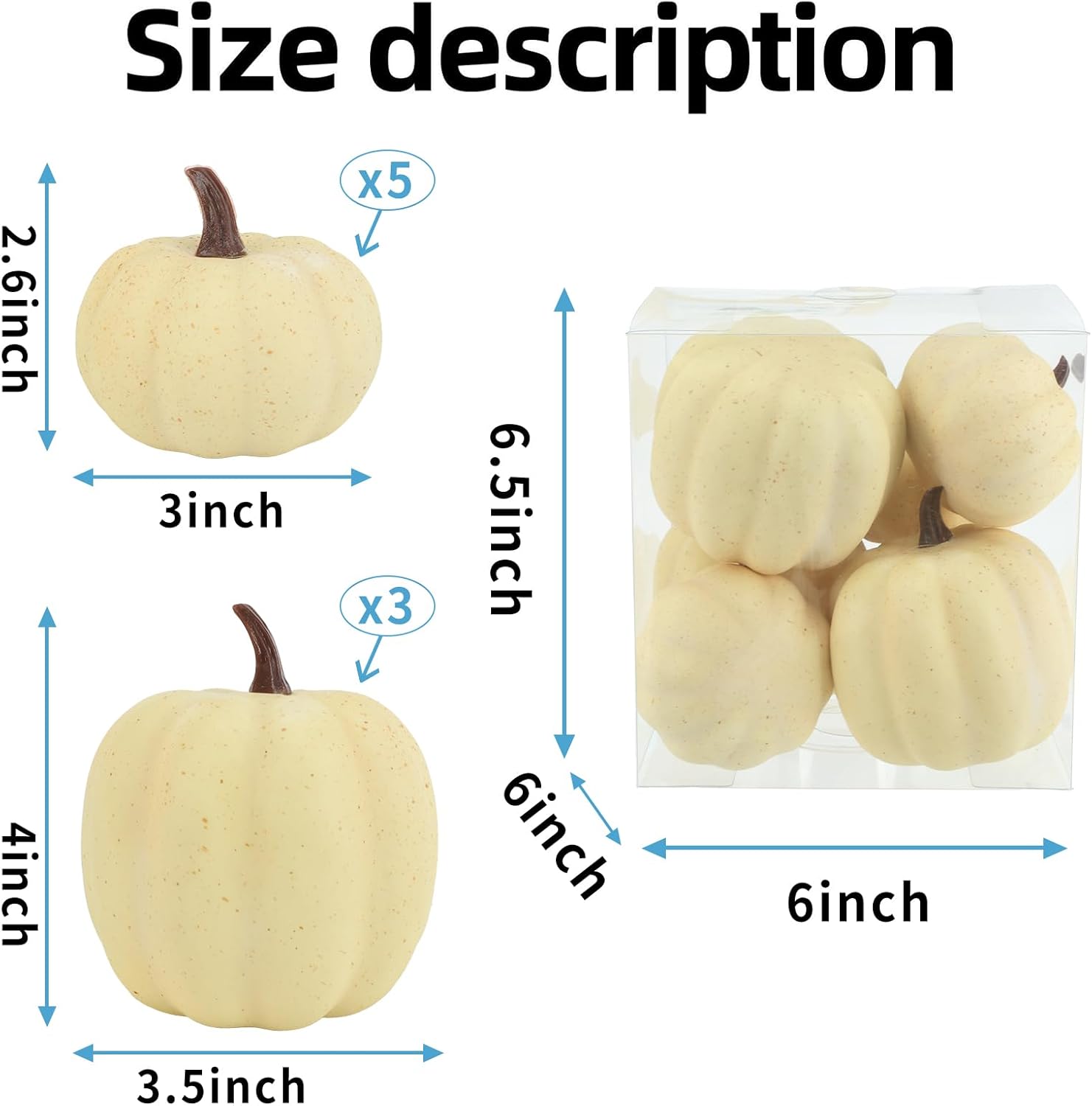 8 Pcs White Artificial Pumpkins for Thanksgiving Centerpiece