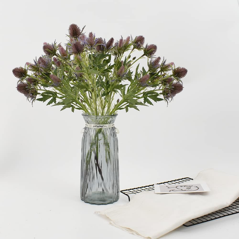 HUIANER 2 Stems Artificial Thistle Flowers Purple