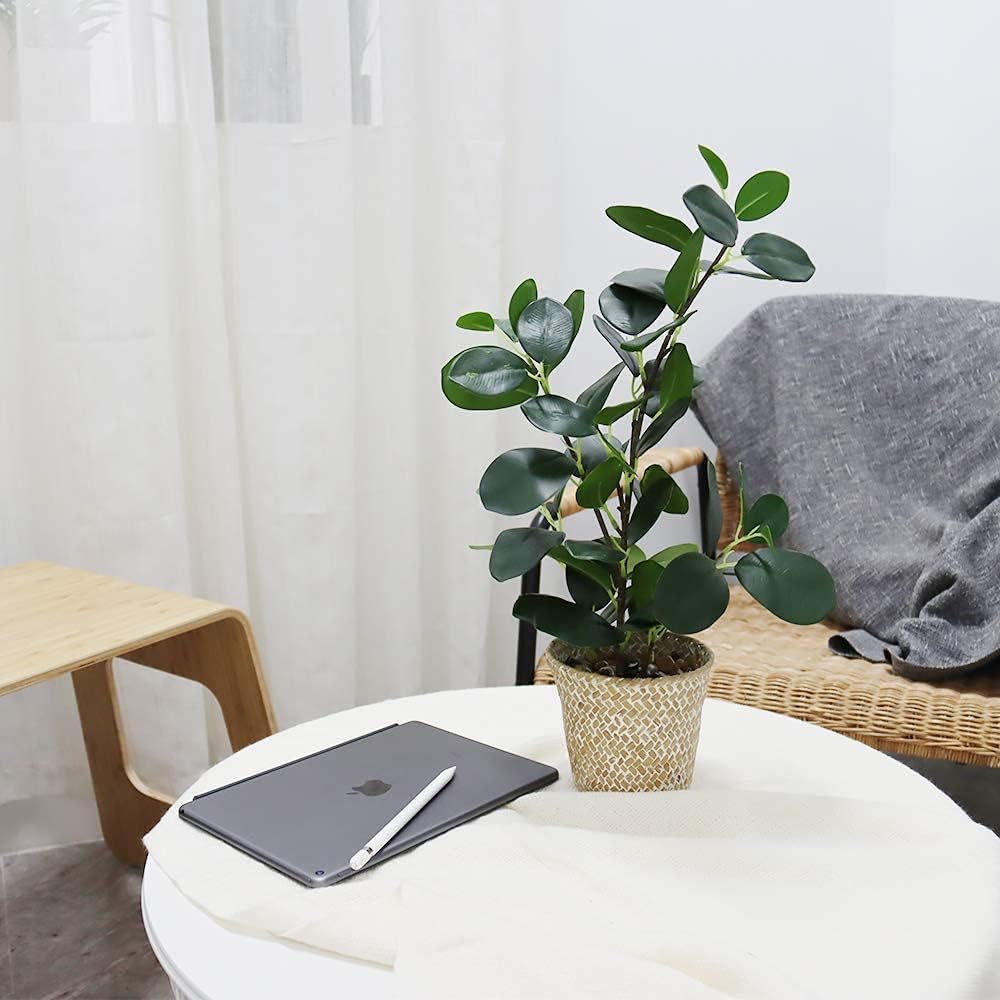 SAROSORA Artificial Ficus Tree with Weaved Pot 20 Inch Green
