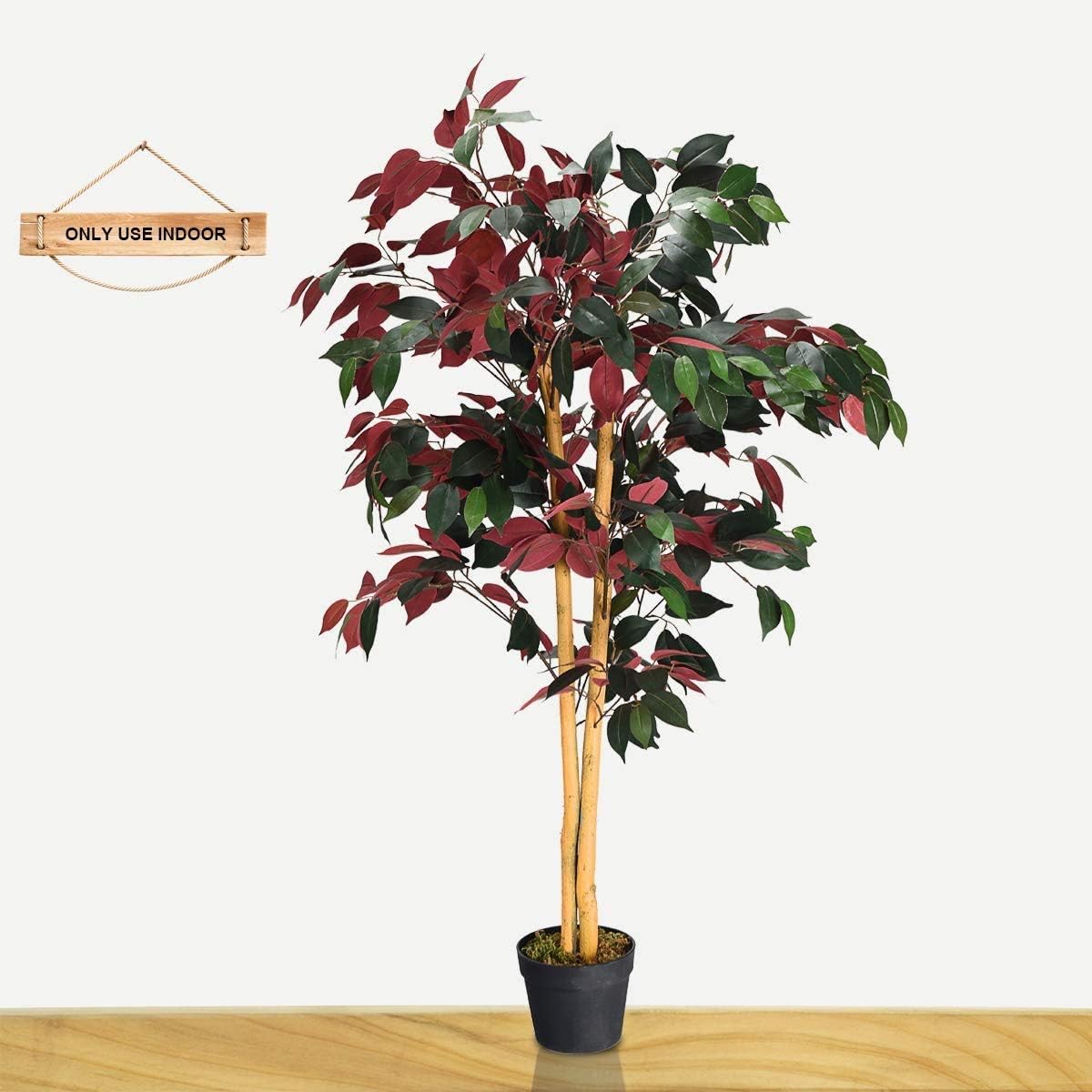 LDAILY LUARANE 4ft Artificial Ficus Tree with Cement Pot