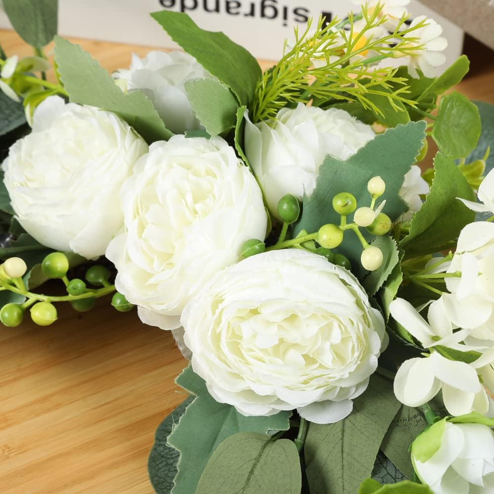 HW Artificial Wedding Arch Flowers 2pcs Willow Leaves Peony White