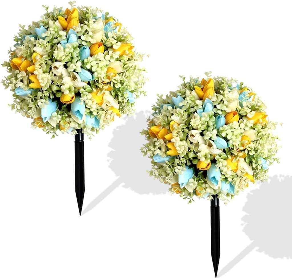 Artificial Boxwood Tulip Topiary Trees 2 Pack UV Resistant
