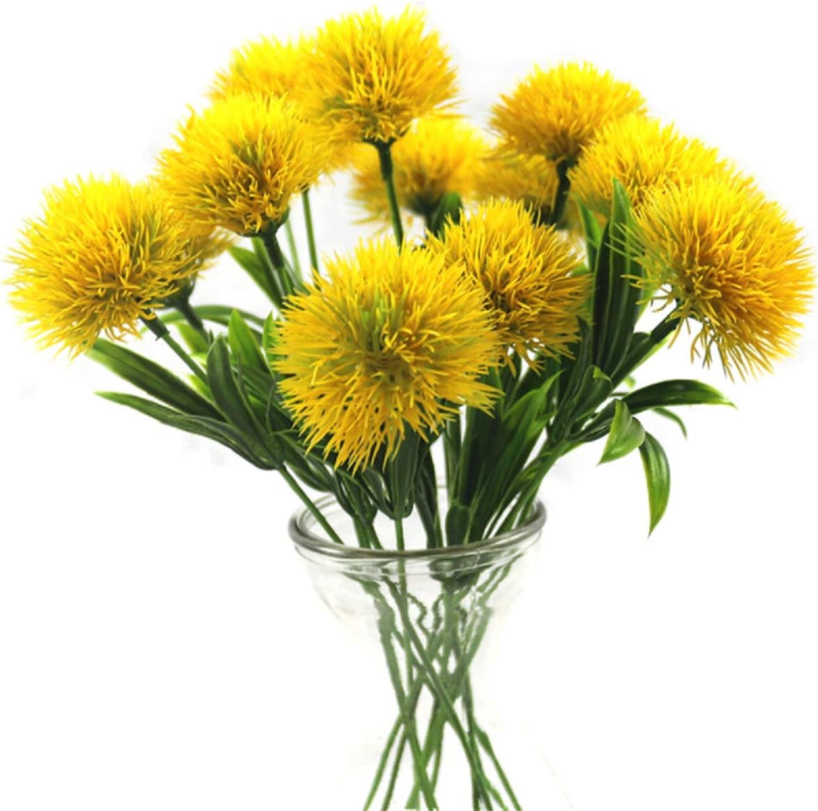 Yalulu 10 Pcs Dandelion Artificial Flowers Bouquet Yellow