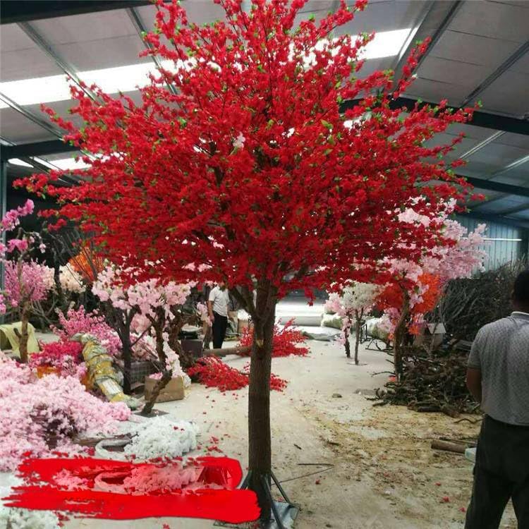 Red Simulated Peach Blossom Tree Artificial Plant 1mx08m