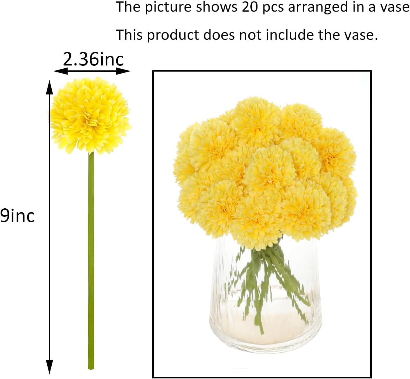 Kimuras Cabin 20Pcs Artificial Yellow Chrysanthemum Flowers