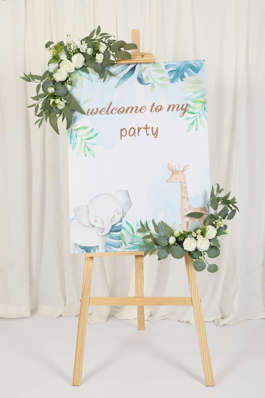 HW Artificial Wedding Arch Flowers 2pcs Willow Leaves Peony White