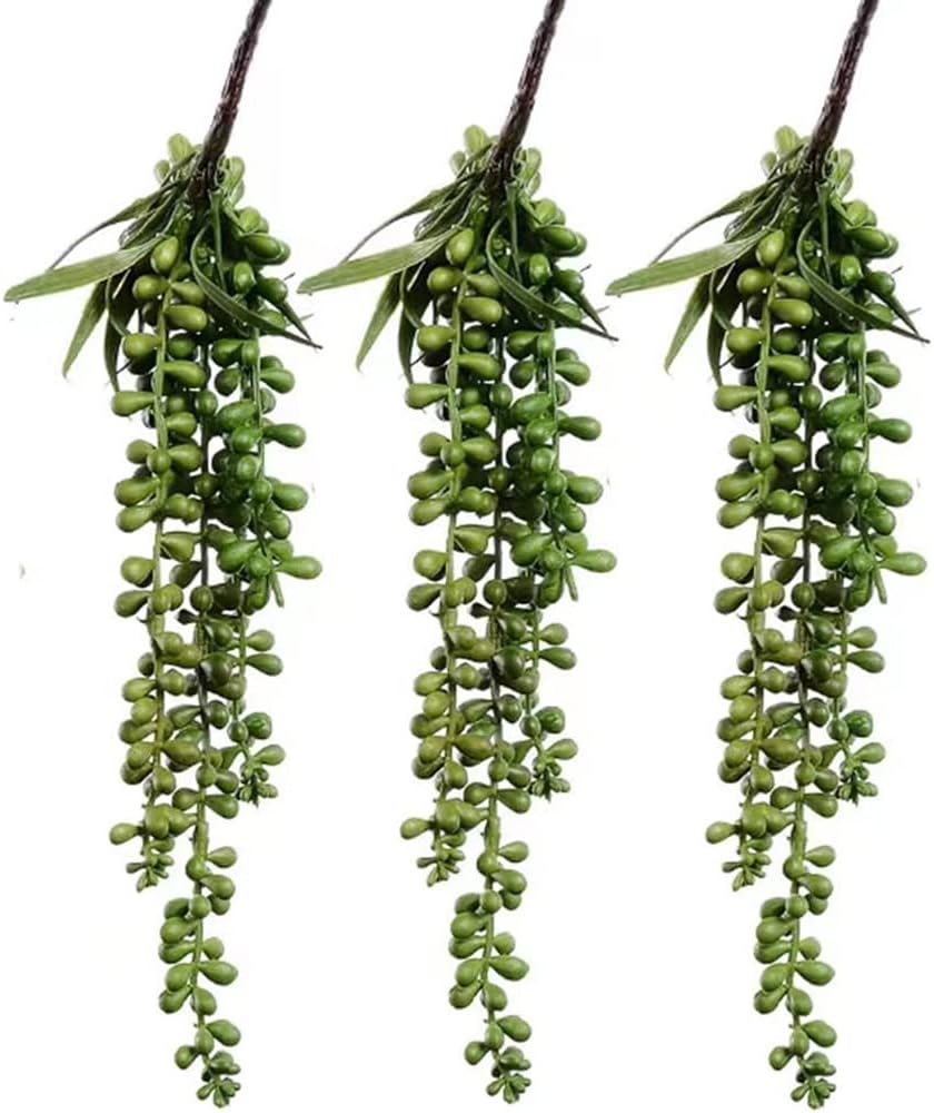 FLIPPED 3 Pack Artificial Plant Succulent Hanging String of Pearls Plants