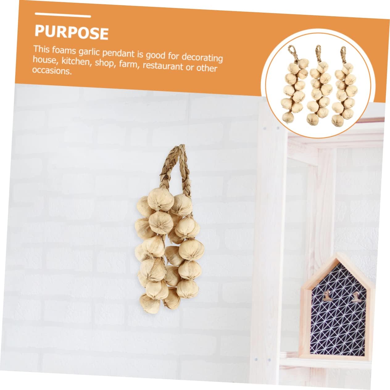 3pcs Garlic Foam Decor for Home Kitchen Festival Display