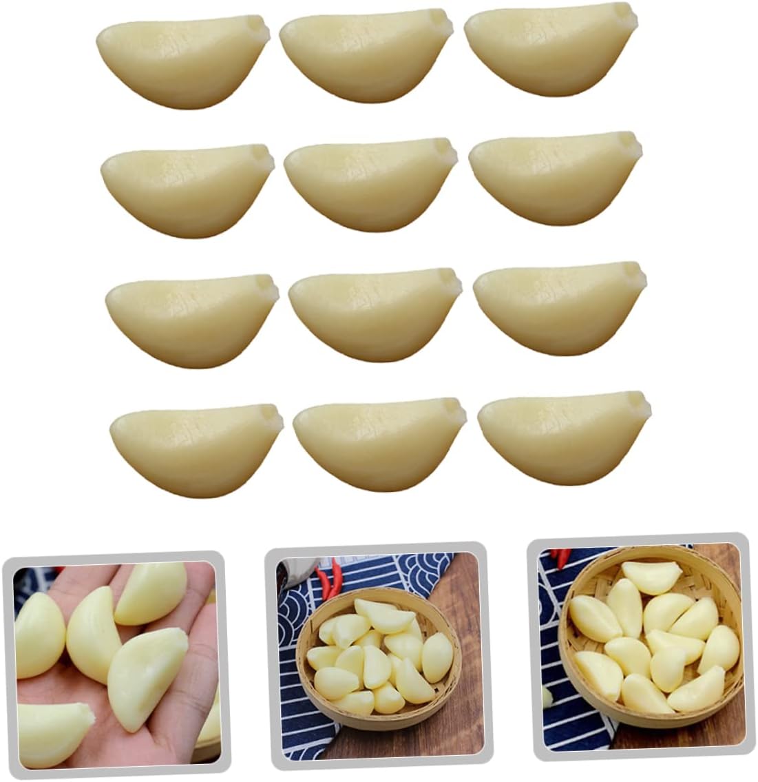 12pcs Lifelike Garlic Clove Toys for Store Display and Photo Props