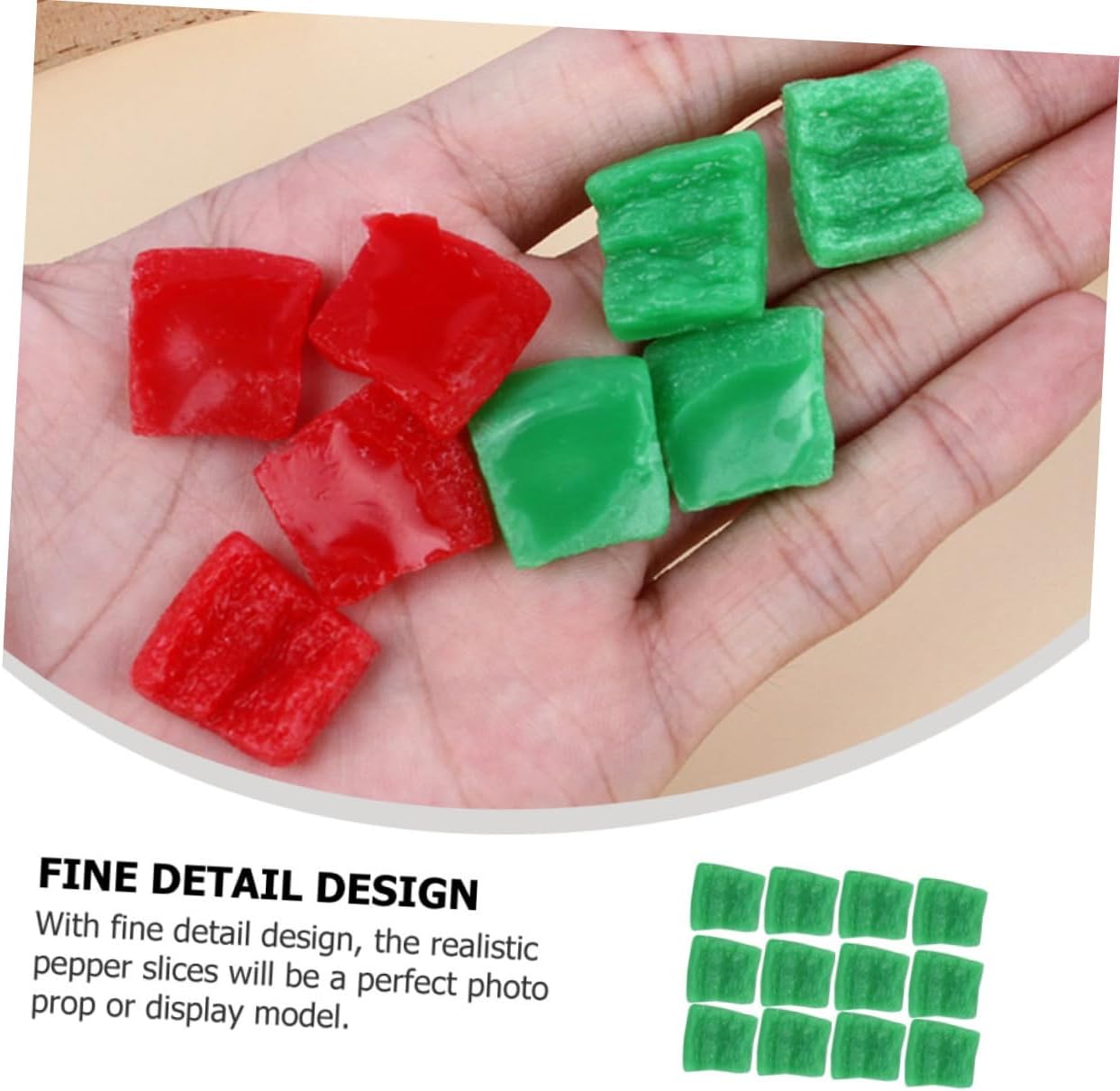 25pcs Realistic Pepper Slices Artificial Vegetable Display Props